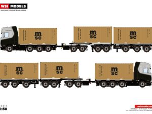MICHEL KRAMER; SCANIA S HIGHLINE CS20H 8X2 RIGED ROAD TRAIN 2CONNECT COMBI TRAILER 2+3 AXLE WITH DOLLY – 2 AXLE + 3X 20FT CONTAINER