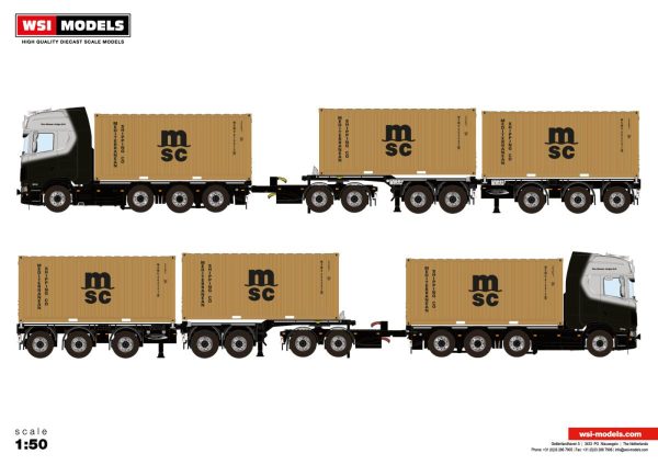 MICHEL KRAMER; SCANIA S HIGHLINE CS20H 8X2 RIGED ROAD TRAIN 2CONNECT COMBI TRAILER 2+3 AXLE WITH DOLLY - 2 AXLE + 3X 20FT CONTAINER - Bild 2