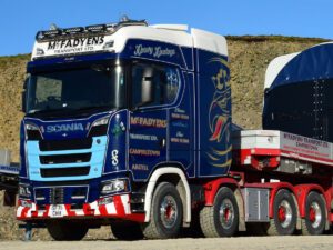 MCFADYENS; SCANIA S HIGHLINE CS20H 8X4 WIND MILL TRAILER WITH 4 AXLE DOLLY – 7 AXLE