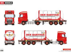 DEN HARTOGH; DAF XG 4X2 CONTAINER TRAILER – 3 AXLE + 20FT TANK CONTAINER