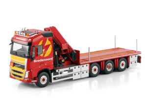 BREDENOORD; VOLVO FH4 GLOBETROTTER 8X2 RIGED TRUCK FLAT BED + PALFINGER PK 65002 SH