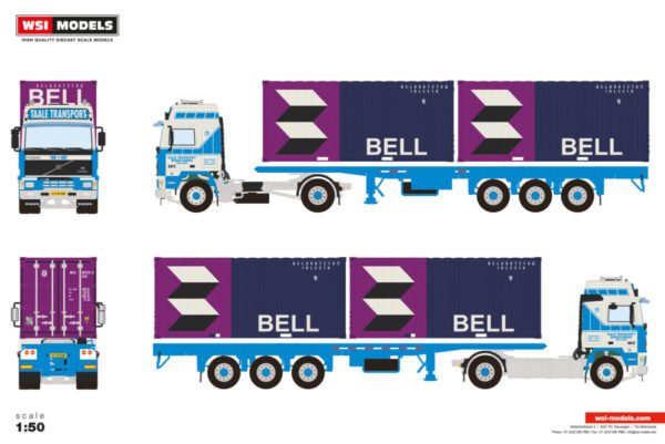 Taale Transport; VOLVO F12 GLOBETROTTER 4X2 CLASSIC CONTAINER TRAILER - 3 AXLE + 2X 20FT CONTAINER - Bild 3